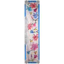 Load image into Gallery viewer, Handpainted Magnolias & Hummingbird Silk Tallit Prayer Shawl