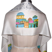 Load image into Gallery viewer, Jerusalem Rooftops Handpainted Silk Tallit Prayer Shawl