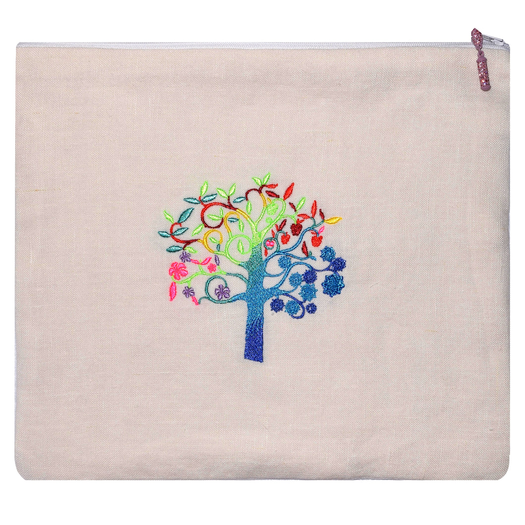 Multicolor Tree of Life Tallit Bag with Rhinestone Tassel