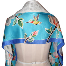 Load image into Gallery viewer, Magnolias & Hummingbird Handpainted Silk Tallit Prayer Shawl