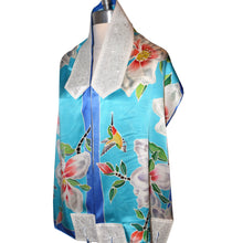 Load image into Gallery viewer, Magnolias & Hummingbird Handpainted Silk Tallit Prayer Shawl