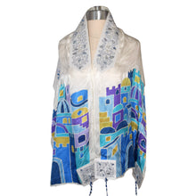 Load image into Gallery viewer, Limoge Blue Jerusalem Hand Painted Tallit Prayer Shawl
