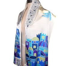 Load image into Gallery viewer, Multi Blue Jerusalem Hand Painted Tallit Prayer Shawl
