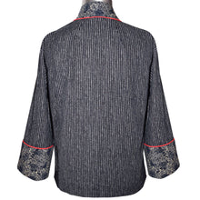 Load image into Gallery viewer, Indigo Patterned Kimono Style Jacket with Contrast Neckband and Horn Button