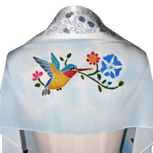Load image into Gallery viewer, Bird Floral Handpainted Silk Tallit Prayer Shaw
