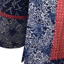 Load image into Gallery viewer, Indigo Blue Multiprint Kimono Style Jacket with Contrast Neckband
