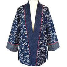 Load image into Gallery viewer, Indigo Kimono Style Jacket with Contrast Neckband