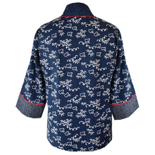Load image into Gallery viewer, Indigo Kimono Style Jacket with Contrast Neckband