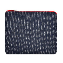Load image into Gallery viewer, Embroidered Indigo Patchwork Zippered Padded Case with Koi Zipper Pull