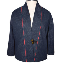 Load image into Gallery viewer, Japanese Indigo Raindrops Cotton Kimono Jacket with Contrast Neckband
