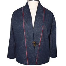 Load image into Gallery viewer, Japanese Indigo Raindrops Cotton Kimono Jacket with Contrast Neckband