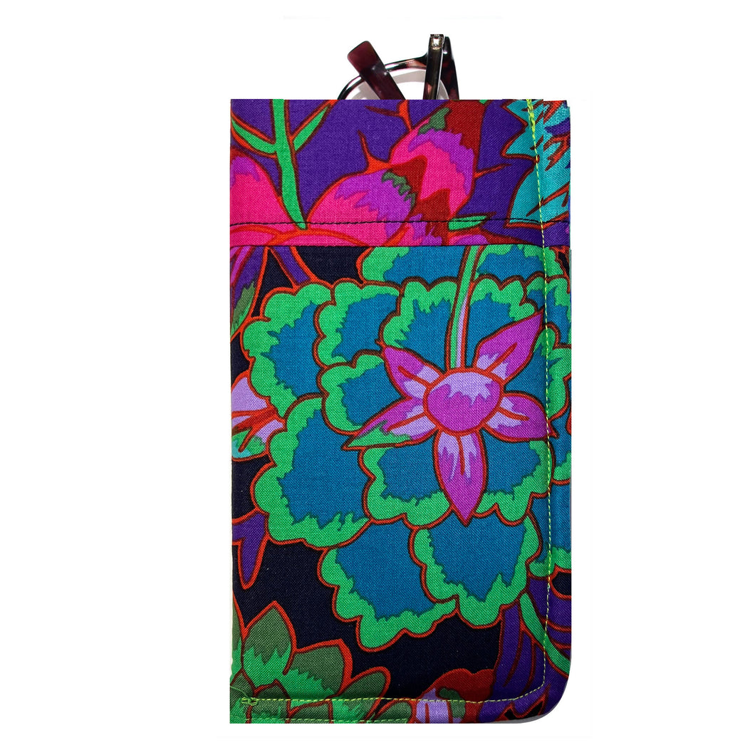 Handcrafted Magenta Floral Eyeglass Padded Lined Case