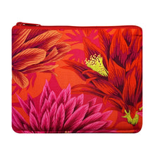 Load image into Gallery viewer, Red Floral Padded Zippered Case with Koi Zipper Pull
