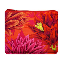 Load image into Gallery viewer, Red Floral Padded Zippered Case with Koi Zipper Pull
