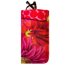 Load image into Gallery viewer, Handcrafted Red Floral Eyeglass Padded Lined Case