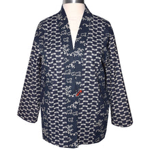 Load image into Gallery viewer, One of a Kind Indigo Patchwork Kimono Jacket with Toggle Button