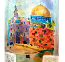Load image into Gallery viewer, Western Wall Hand Painted Silk Tallit Prayer Shawl
