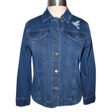 Load image into Gallery viewer, Stunning Hummingbird Floral Embroidered Blue Denim Jacket S