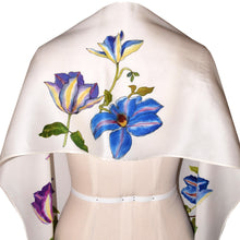 Load image into Gallery viewer, Beautifully Handpainted Clematis Floral Silk Scarf/Wrap
