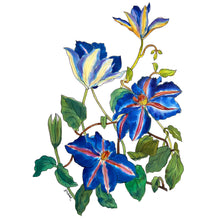 Load image into Gallery viewer, Beautifully Handpainted Clematis Floral Silk Scarf/Wrap