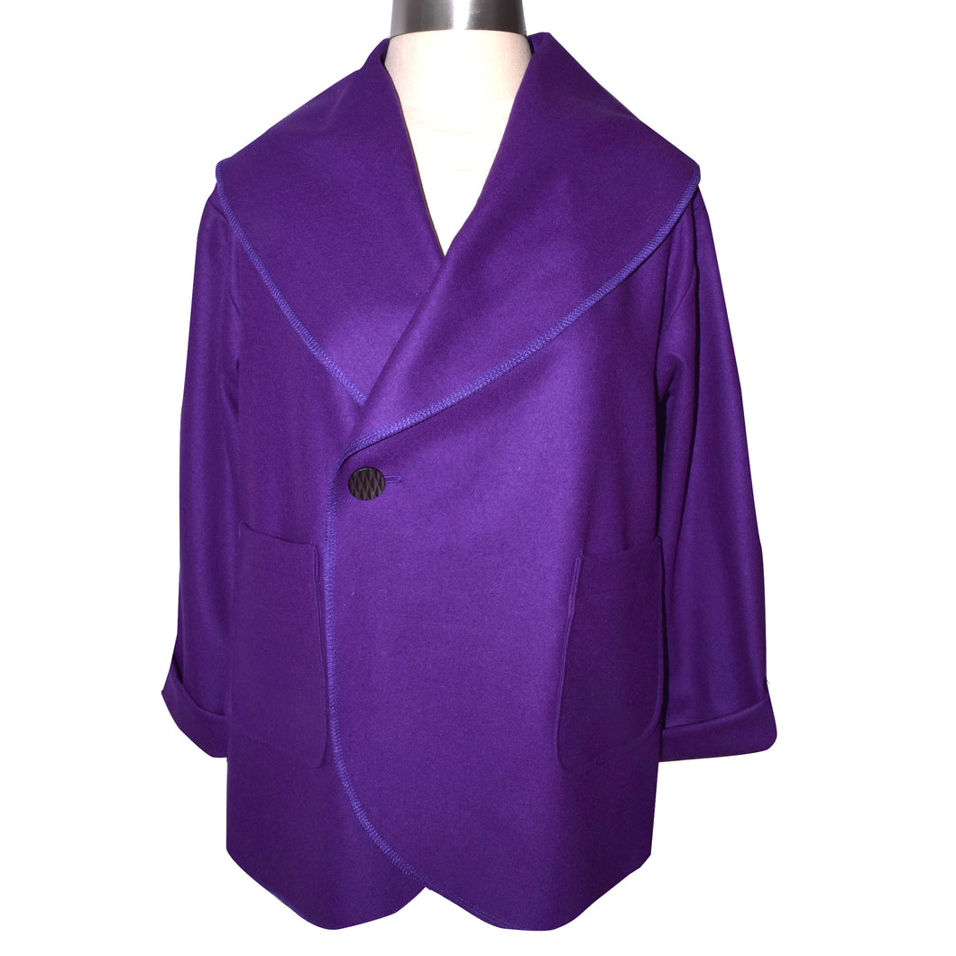 Gorgeous Purple Wool Blend Shawl Collar Jacket
