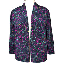 Load image into Gallery viewer, Handsome Crepe de Chine Silk Navy Print Kimono Jacket