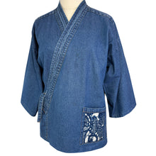 Load image into Gallery viewer, Kimono Wrap Jacket with Embroidered Heron