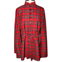 Load image into Gallery viewer, Red Tartan Plaid Lightweight Wool Blend Cape
