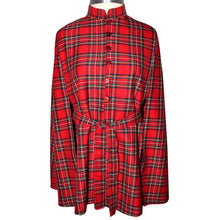 Load image into Gallery viewer, Red Tartan Plaid Lightweight Wool Blend Cape