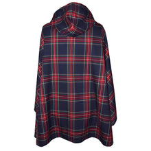 Load image into Gallery viewer, Navy Tartan Plaid Lightweight Wool Blend Hooded Cape