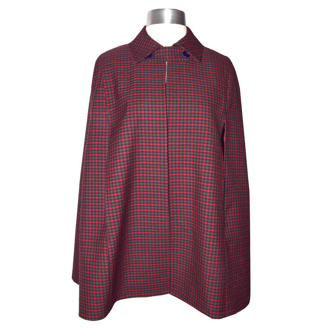 Luxuriant Checked Heavyweight Wool Twill Cape