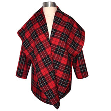 Load image into Gallery viewer, Super soft Red Plaid Blend Wrap Coat