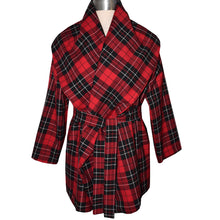 Load image into Gallery viewer, Super soft Red Plaid Blend Wrap Coat