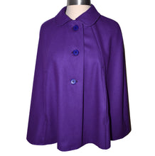 Load image into Gallery viewer, Purple Soft Wool Blend Cape with 3 buttons
