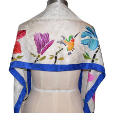 Load image into Gallery viewer, Handpainted Hummingbird & Magnolias Silk Tallit Prayer Shawl
