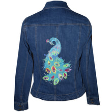 Load image into Gallery viewer, Blue Denim Jeans Jacket with Stunning Peacock Embroidery