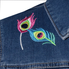 Load image into Gallery viewer, Blue Denim Jeans Jacket with Stunning Peacock Embroidery