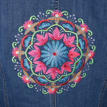 Load image into Gallery viewer, Kaleidoscope Embroidered Blue Denim Jacket LG