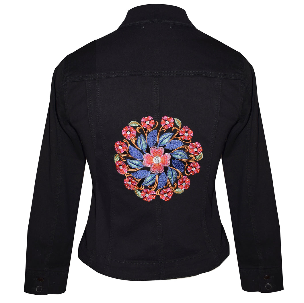 Kaleidoscope Embroidered Black Denim Jacket SM