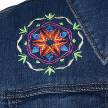 Load image into Gallery viewer, Kaleidoscope Embroidered Blue Denim Jacket LG