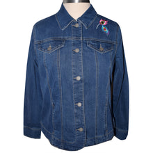 Load image into Gallery viewer, Peacock Embroidered Blue Denim Jacket LG