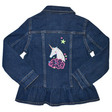 Load image into Gallery viewer, Child’s Denim Jeans Jacket with Unicorn Embroidery 5T