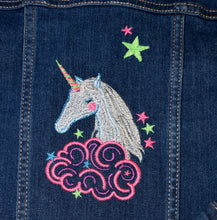 Load image into Gallery viewer, Child’s Denim Jeans Jacket with Unicorn Embroidery 5T
