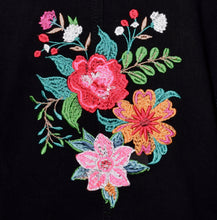 Load image into Gallery viewer, Floral Embroidered Black Denim Jacket XXL