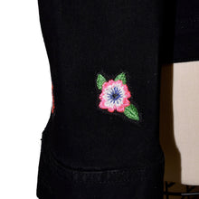 Load image into Gallery viewer, Floral Embroidered Black Denim Jacket XXL
