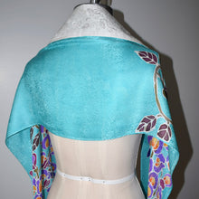 Load image into Gallery viewer, Wisteria Turquoise Hand Painted Jacquard Silk Tallit Prayer Shawl