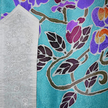 Load image into Gallery viewer, Wisteria Turquoise Hand Painted Jacquard Silk Tallit Prayer Shawl