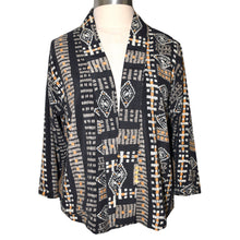 Load image into Gallery viewer, Handsome Crepe de Chine Silk Kimono Jacket in Gold and Black Pattern
