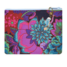 Load image into Gallery viewer, Fuchsia Floral Print Kindle Padded Zippered Case with Koi Zipper Pull