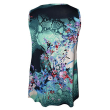 Load image into Gallery viewer, Beautiful Turquoise Floral Knit Print Sleeveless Top